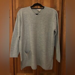 Talbots Vintage Women's Sz M Lagenlook Bohemian Oversized Baby Blue Wool Sweater